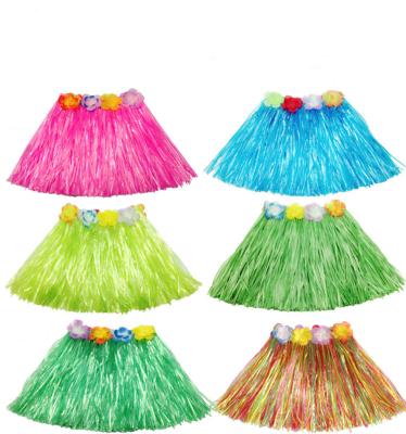 China Tropical Lemon 30cm Grass Skirt Luau Polynesian Dance Skirt Party Birthdays Celebration Suppies Polynesian Dance Skirts Party Decorations Hawaiian Flowers for sale