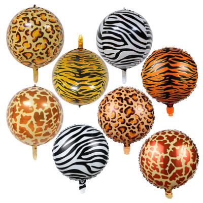 China Birthday LEMON 4D 22inch Animal Model Balloons Themed Forest Animal Foil Balloons Deer Tiger Leopard Round Jungle Safari Birthday for sale