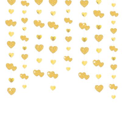 China Wedding Flame Garland Kit Double Sided Glitter Banner Gold Heart LEMON Heart Bridal Shower Valentine's Day Party Decorations for sale