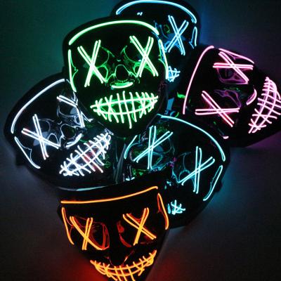 China Birthday LEMON LED Light Up Scary Halloween Mask Glow LED Face Mask With 3