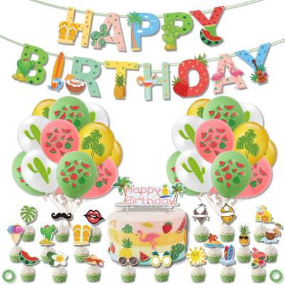 China Birthday LEMON Hawaii Theme Party Decorations Cupcake Latex Balloons Photo Sets Props Birthday Banner Party Supplies for sale