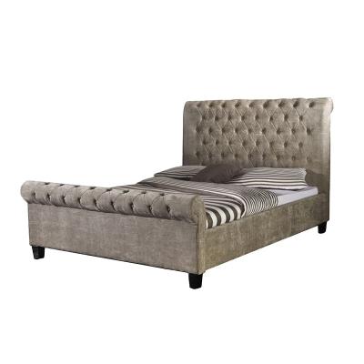 China Modern Wholesale Velvet Fabric Upholstered Sleigh Bed Bedroom Furniture for sale