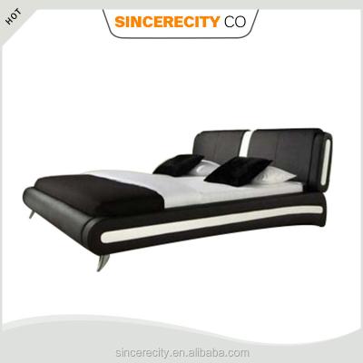 China Modern Modern Bedroom Italian Design Furniture , PU PVC Faux Leather Upholstered Bed for sale