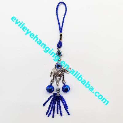 China Folk Art Blue Evil Eye Wind Chime Elephant Wall Hanging Decoration for Souvenir and Amulet Gift for sale