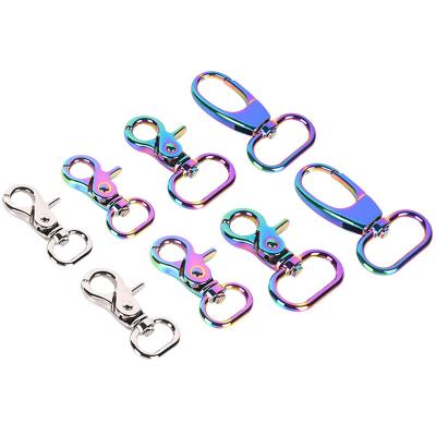 China Rainbow Color Metal Key Hook Metal Swivel Snap Hook Connector Spring Buckle for sale