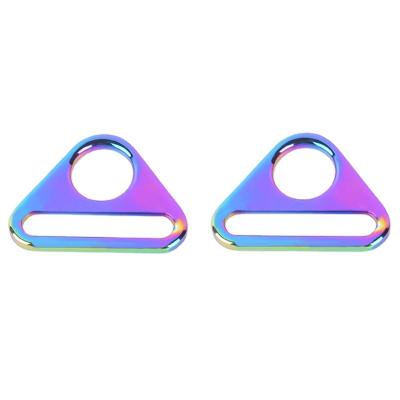 China Wholesale handbag rainbow color 20mm triangle shape buckle, metal zinc alloy buckle for bag parts, bag strap triangle buckle for sale