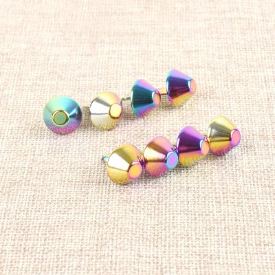 China Fashiontable New Arrival 15mm Rainbow Color DIY Bag Feet Rivets For Leather Bag for sale