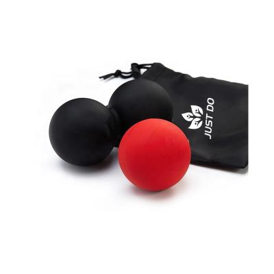 China Portable Peanut Portable Rubber Ball Set Single Lacrosse Ball Physical Therapy Muscle Ball Carry Bag for sale