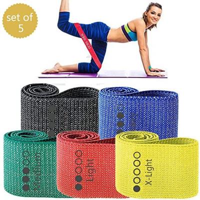 China 5PCS Polyester Cloth Squatting Posture Glute Hip Training Stretch Exercise Non Slip Cloth Booty Resistance Loop Bands For Women for sale