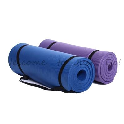 China NBR Exercise Fitness Yoga Portable Non-slip Mat 10mm Deep With Carry Strap for sale