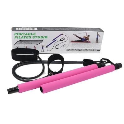 China NBR Foam+ NBR Foam+ Steel Tube+ Latex Tube Steel Tube+ Latex Tube Foot Loop Toning Portable Yoga Pilates Bar Kit With Resistance Band for sale