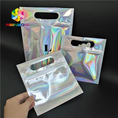 China Liquid Cosmetic Hologram Sachet Sample Eyelash Extension Hair Packaging Packaging Bags for sale