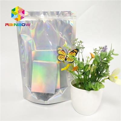 China Clear Barrier 20*30*10cm Hologram Flap Seal Bags Holograpgic Plastic Zip Lock Candy Packaging Bag for sale