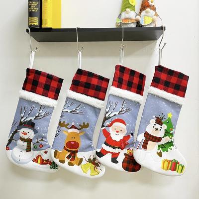 China DIY Decorating Christmas Jars Hanging Decorations Personalized Christmas Stocking Santa Snowman Reindeer Gift Bag Socks for sale