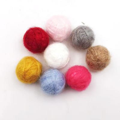 China Handmade Christmas Tree Decor Accessories Decoration Balls DIY Decoration Mohair Yarn Wool Hairpin Ball Jewelry Pendant Key Chain Ball for sale