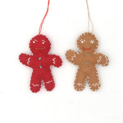 China Handmade Christmas Decoration Wool Felt Gingerbread Man Christmas Ornaments Christmas Tree DIY Hanging Decoration Pendant Home Crafts for sale