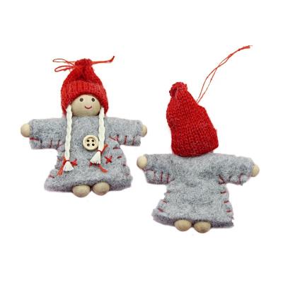 China Christmas Ornament Christmas Ornament Yarn Felt Girl Hang Xmas Ornament Plush Doll Hang Decor Braid Santa Doll Pendant Christmas Tree for sale