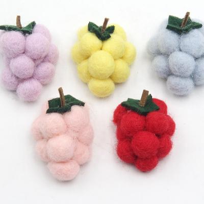 China Wool Decoration Wool Felt Grape Shaped Fruit Push Accessories Kids Cartoon Hair Clip Accessories Jewelry Felting Decor for sale