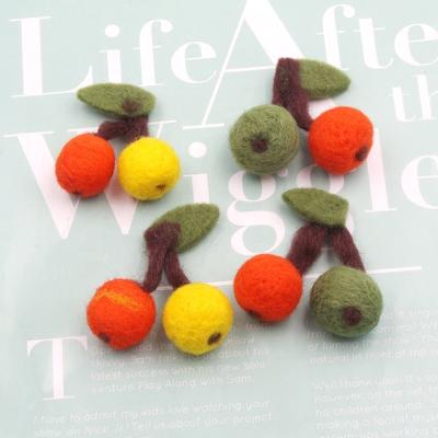 China Wool Decoration Hair Clip Accessories For Kids Wool Felt Ball Pompom Fruit Bear Cherry Shaped DIY Garment Accessories For Dressing for sale