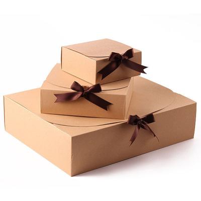 China Recycled Materials Kraft Paper Custom Printing Gift Boxes Baked Food Packaging Boxes With Ribbon for sale