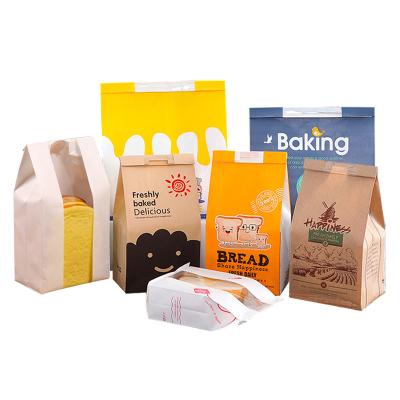 China Recyclable White Paper Bag Packaging Window Food Toast Bread Grease Bag Rolled Edge Yarn Snow Cake Baking Bag for sale