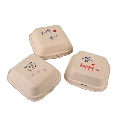 China Recycled Materials Sugar Cane Lunch Boxes Fast Food Takeaway Containers Bagasse Biodegradable Packaging Food Containers are biodegradable in one go for sale