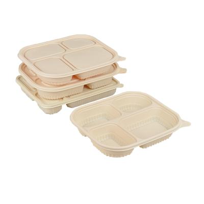 China Custom Biodegradable Meal Box Disposable Cornstarch Snack Food Packing Box Eco-friendly Disposable Takeout Box for sale