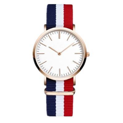 China Hot fashion non-specific ultra-thin slim lady watch three-color stripe nylon strap watch Japan movt custom dress watch for sale