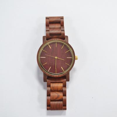 China New Water Resistant Stock! ! Factory Price Direct Cheap Gold Insert Wood Face Caseback Quartz Screw-locked Rose Wood Watches for sale