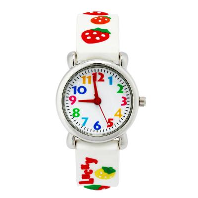 China Non-specific 2021 White Silicone Kids Watch OEM ODM 3D Band Kids Watch Adorable Alloy Case Students Freeze Hand Clock for sale