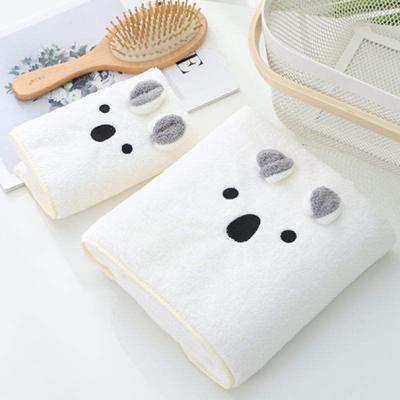 China Sustainable Microfiber Embroidered  Coral Fleece Super Absorbent Quick Dry Bath Towel Set for sale