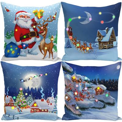 China Anti-Static Factory Direct Supplier Christmas Pillow Case Led Light Pillow Case Christmas Cushion Cover for sale