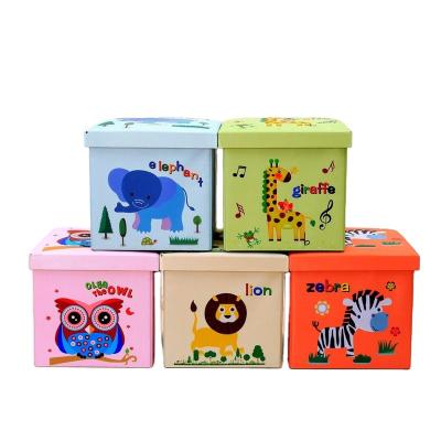 China Wholesale Collapsible Foldable Kids Toy Clothes Storage Oxford Storage Ottoman Stool for sale