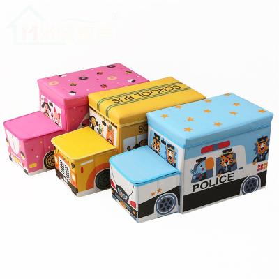 China Mise Cartoon Children Car Foldable Waterproof Storage Stool/Ottoman Folding Stool Storage/Storage School Bus for sale