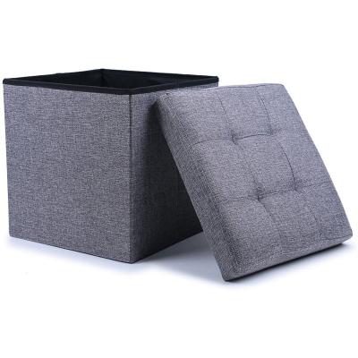 China Storage Ottoman Cube Living Room Foot Rest Collapsible Canvas Folding Stools Seat for sale