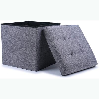 China Furniture Folding Cloth Storage Ottoman Bench Chest Foot Rest Foldable Living Stool With Strong Support for sale