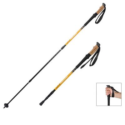 China Fashion Shockproof Ultralight Carbon Fiber Alloy Walking Stick, Cork Handle Telescopic Trekking Rise Poles for sale