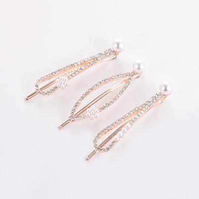 China KANALIYA Fashion Alloy Hollow Geometric Hairpin Holds Simple Pearl Hair Clips Hair Accessories For Women Girl for sale