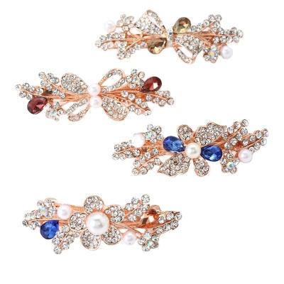 China Fashion 2022 Hot Crystal Butterfly French Top Women's Vintage Rhinestone Jewelry Spring Hair Clip for sale