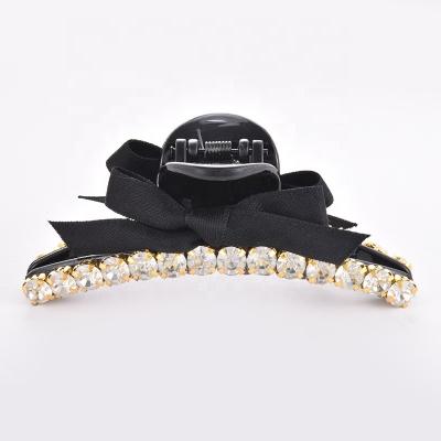 China 2022 New Fashion Pearl Hairpin Plastic Double Sided Women's Hair Accessories Wholesale Black Bow Handle for sale