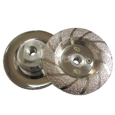 China Ferrous Metals Vacuum Welded Diamond Grinding Wheel Cup Wheel For Stone , Porcelain Grinding Wheel for sale