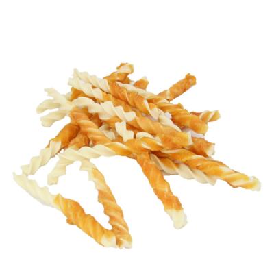 China Stocked ODM OEM Chicken Wrap Irregular Twist Dog Chew Treats Pet Treat Wholefacture for sale