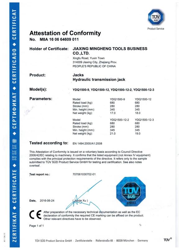 CE - Jiaxing Mingheng Tools Co., Ltd.