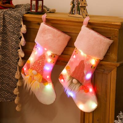 China Eco-friendly Woman Christmas Pink Gift Box Cozy Socks Christmas Ladies Socks Decoration With LED for sale