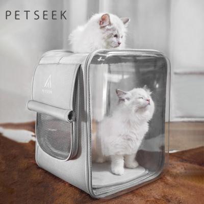 China Petseek Dog Cat Cages Carriers Backpack Fashion Viable Travel Cat Bag Pet Backpack for sale