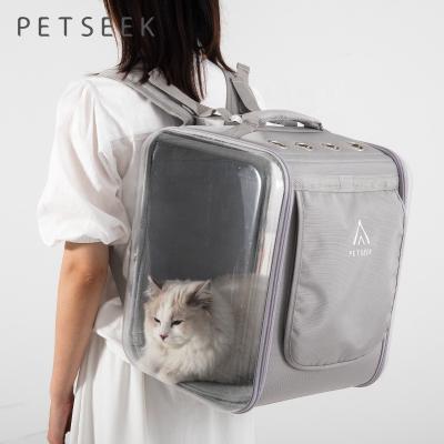 China Petseek Dog Cat Travel Bag Large Carrier Breathable Plastic Pet Bag for sale