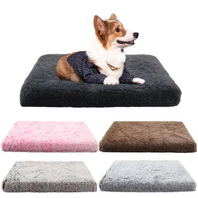 China Cat Dog Mats Removable Cushion Washable Plush Pet Bed Place Newcomer Travel Plush Bed Long Plush Washable Pet Bed for sale