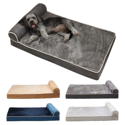 China Premium Large Travel Dog Beds Gray Orthopedic Memory Foam Waterproof Washable Pet Bed for sale