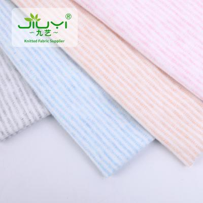 China Organic Colorful Interlocking Stripe Kids Children Baby Yarn Dyed 100% Cotton Knitted Fabric Price Cheapest for sale