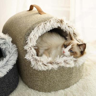 China Travel Cat Bed for Indoor Cats, Portable Soft Cat Machine Washable Pet House Beds with Anti-Sip Bottom for sale